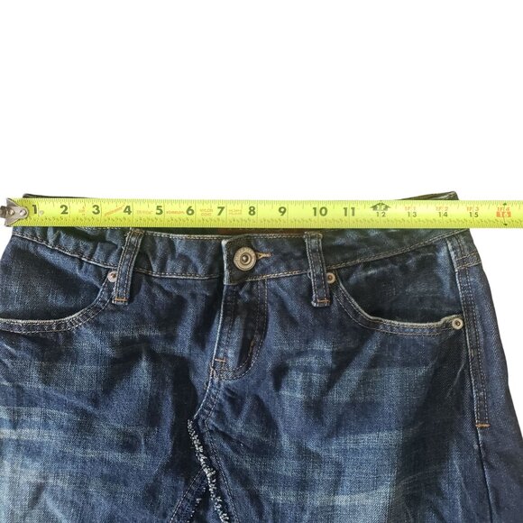 Vintage Mudd Y2K 90s Denin Jean Skirt Size 9 Distressed Boho Western Festival - Picture 8 of 9